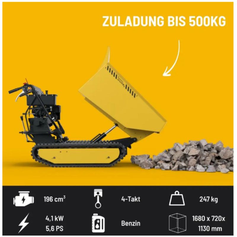 Güde GRD 500/R – Beltedrevet minidumper 500 kg med hydraulisk tipp